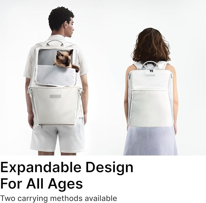 Expandable Cat Backpack Carrier Pet Soft-Sided Mesh Backpack Carrier for Cats Small Dogs Dual-Layer Ventilated Privacy Cat Backpack for Travel Outdoor Camping (Midnight Black)-PurrikoPets