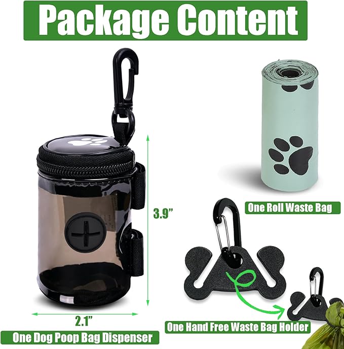 Dog Waste Bag Dispenser Poop Bag Dispenser for Leash Accessory dog Poop Bag Holders Fits Dog Leash Include Hand Free Holder, Clear, No-PUXYB-PurrikoPets