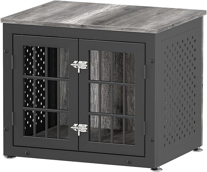 26" Heavy Duty Dog Crate Furniture for Small Dogs, Metal Kennel for High Anxiety Dogs, Chew Proof Pet Cage Indoor, Decorative Dog Kennel End Table-PurrikoPets
