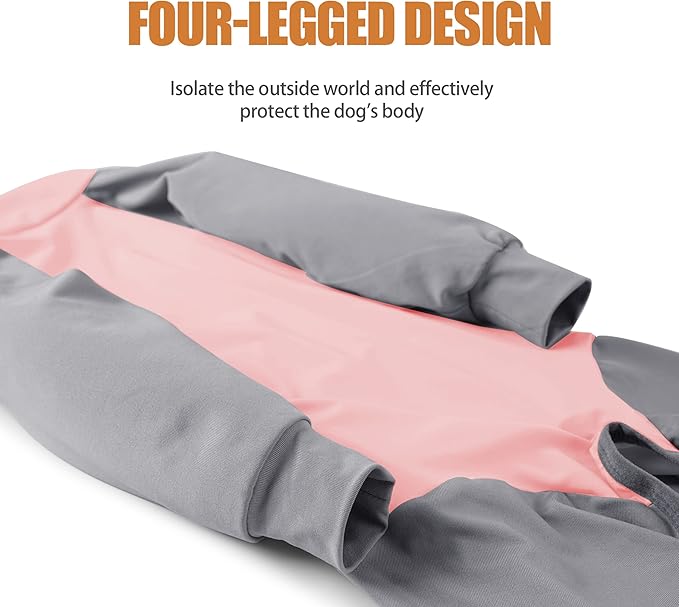 Dog Recovery Suit, Abdominal Wound After Surgery Wear, Prevent Licking Wounds, E-Collar & Cone Alternatives, Long Sleeve Postoperative Shirts Dog Pajamas Prevent Shedding(XL, Pink)-PurrikoPets