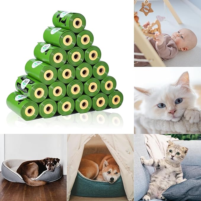 ECO-CLEAN Dog Poop Bags with 3 Bags Left Indicator - 360 Count Extra Thick and Leak Proof Pet Waste Bags with 1 dispenser, Unscented-PurrikoPets