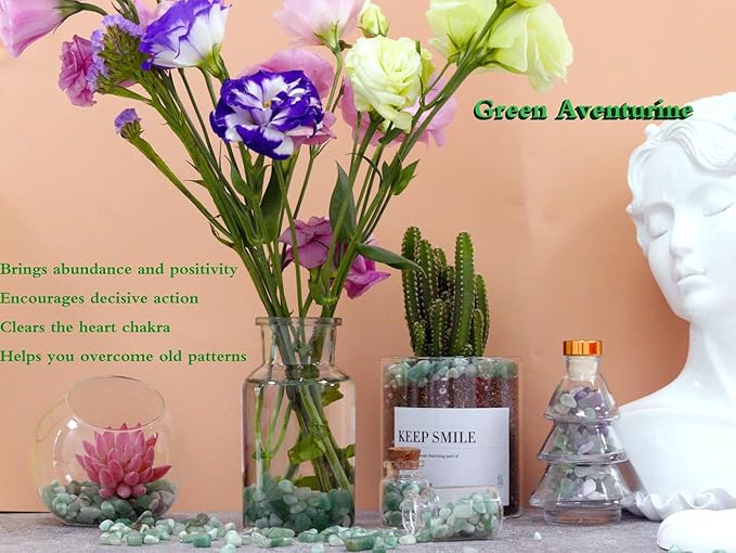 1lb Green Aventurine Aquarium Gravel Rocks Natural Tumbled Healing Crystal Chips Bulk Gemstones Crushed Stones for Fountain Vase Filler Planters Decorative Fish Tank Potted Reiki Energy Balancing-PurrikoPets