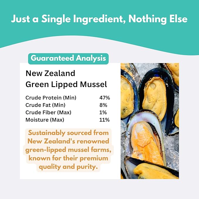 ALFIE'S TREATOS Green Lipped Mussels for Dogs & Cats (2.65 oz), Air-Dried Dog Treats, Natural Supplement & Omega-3 Food Topper, Single Ingredient, Freeze-Dried Alternative-PurrikoPets