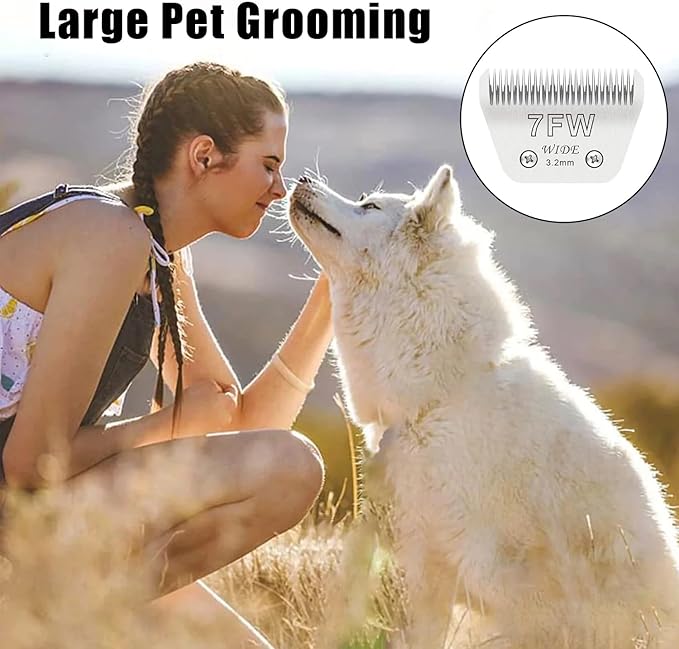 4PCS Wide Blades for Dog Grooming Blades Compatible with Andis,Oster A5,Wahl km10 Dog Clippers,Detachable Stainless Steel Dog Clipper Blades (10W+30W+5FW+7FW)-PurrikoPets
