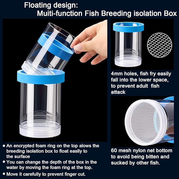 2 Pcs Breeder Box for Fish Tank Aquarium Breeder Separation Net Breeding Box with Suction Cup for Small Fish Shrimp Clownfish Guppy-PurrikoPets