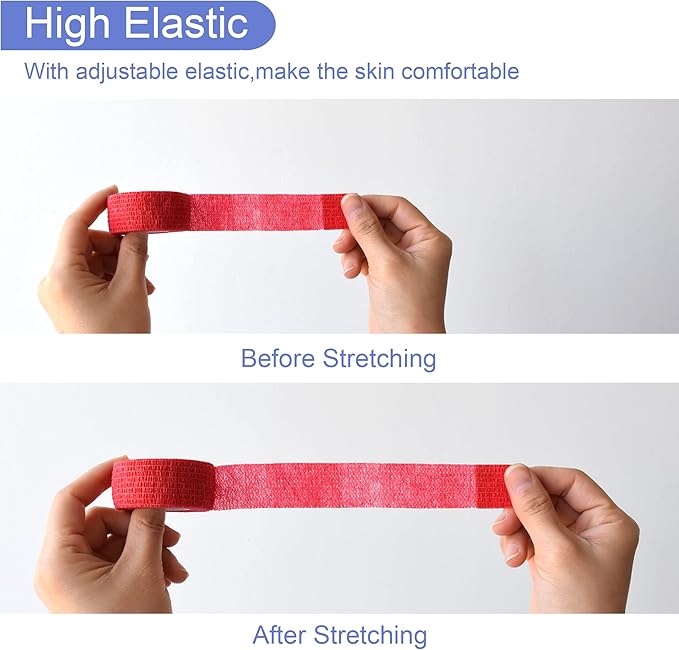 9 Pack 1" x 5 Yards Self Adhesive Bandage Wrap Self Stick Wrap for Ankle, Wrist, Finger, Sports, Breathable Cohesive Vet Tape for Pets (Red)-PurrikoPets