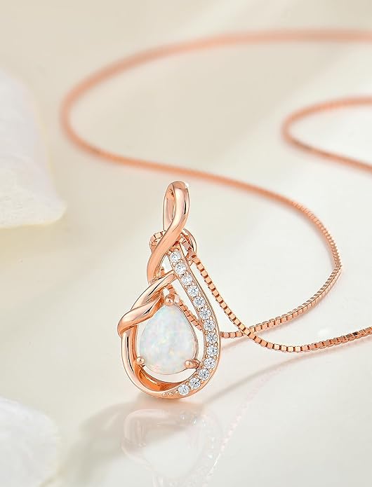 STARCHENIE Infinity Teardrop Pendant Necklace for Women 925 Sterling Silver Birthstone Jewelry