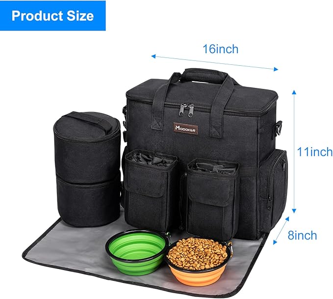 Dog Travel Bag, Airline Approved Pet Travel Bag with 2 Dog Treat Training Pouches for Weekend Pet Travel Supplies & Accessories, Black-PurrikoPets