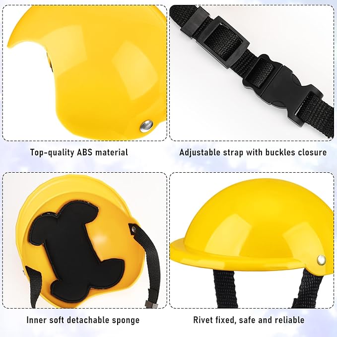 Frienda Dog Helmet and Goggles, UV Protection Doggy Sunglasses and 4 Inch Padded Puppy Motorcycle Helmet Adorable Dog Goggles with Adjustable Belt for Small Dogs Puppy Riding (Yellow,L)-PurrikoPets