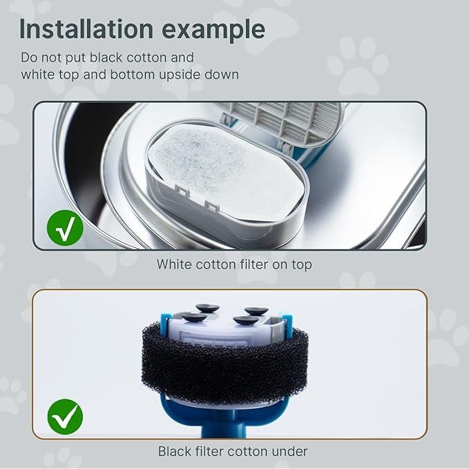 40 Pcs Cat Water Fountain Filters,20 Pack Cat Water Fountain Replacement Filters & 20 Pack Pre-Filter Sponges,Pet Fountain Filter Replacement for 3.2L/108oz Stainless Steel Fountain-PurrikoPets