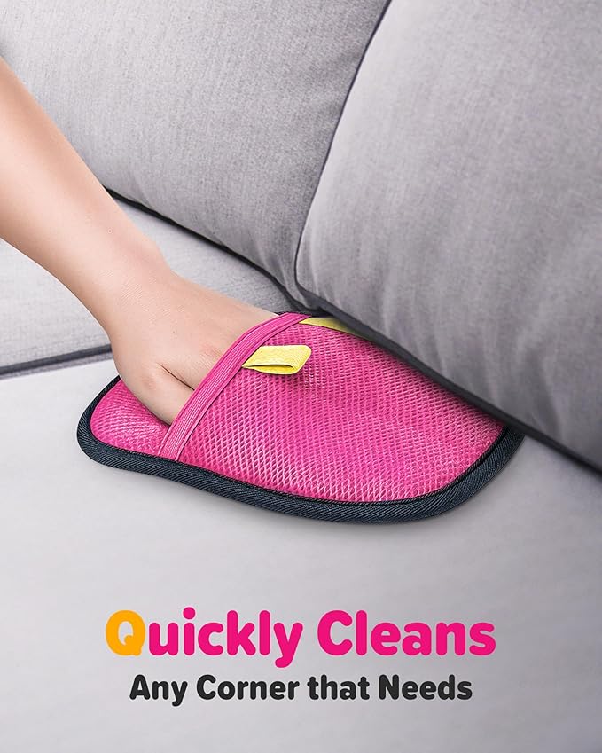 2025 Thickened Electrostatic Pet Hair Removal Gloves (2 Pcs) - Reusable Strong Grooming Gloves for Cats & Dogs, Hair Remover for Couch, Furniture, Carpet, Car Seats & Clothing (Pink)-PurrikoPets