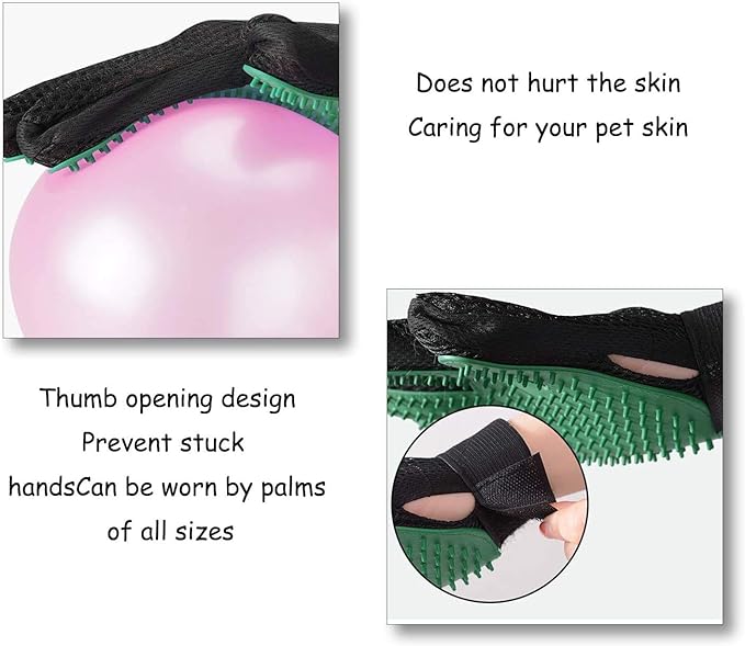 Gentle Deshedding Pet Grooming Mitt - Efficient Hair Remover Brush for Dogs, Cats, Horses with Long & Short Fur (1 Pair)-PurrikoPets