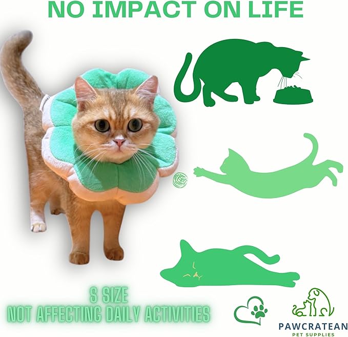 Adjustable Comfy Flower Style Elizabeth Collar for Cats Puppies Soft Recovery Cone Pet Protective Neck Collar (Green, Samll)-PurrikoPets