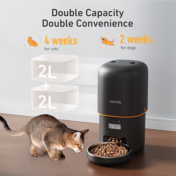2025 Upgraded Automatic Cat Feeder - 4L Timed Auto Pet Feeder for Cat and Dog with Dry Food Dispenser, 180-day Battery Life, 1-6 Meals Per Day, 1-16 Portion, Desiccant Bag Keeps Food Fresh-PurrikoPets