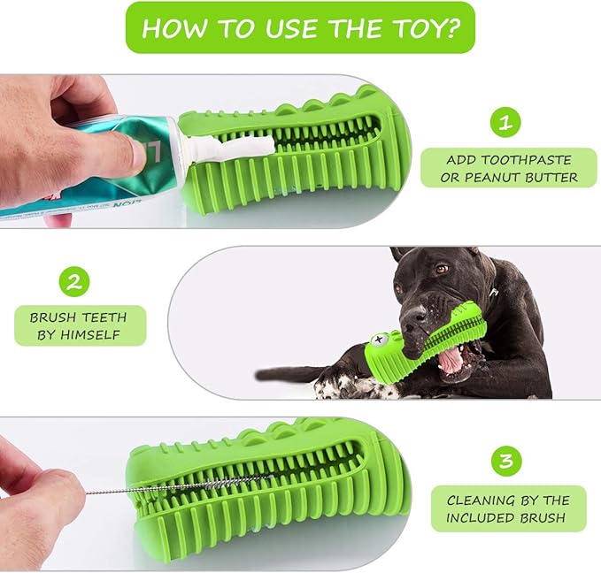 Dog Toys for Aggressive Chewers Large Medium Breed, Indestructible Dog Toothbrush Chew Toys, Squeaky Interactive Tough Extremely Durable, Dogs Toys to Keep Them Busy-PurrikoPets