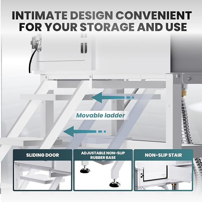 Dog Washing Station for Home, 38" White Professional Stainless Steel Dog Grooming Tub, Height Adjustable Dog Bathing Station, Upgrade Parts, Dog Bath Tubs for Small & Medium Dogs(Left Stair)-PurrikoPets