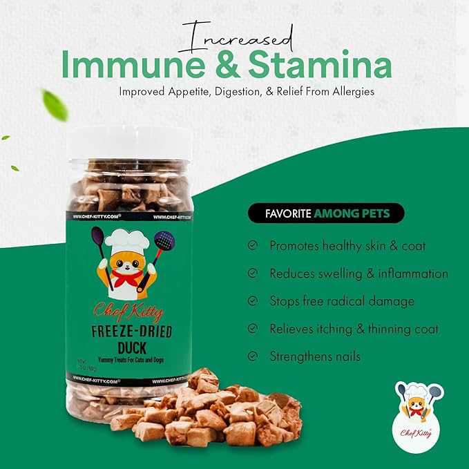 Freeze-Dried Duck Treats for Cats & Dogs – 100% Human Grade, Single Ingredient, High-Protein, Healthy Snack – No Additives or Preservatives – 1.5oz - Inspected & Tested in USA-PurrikoPets