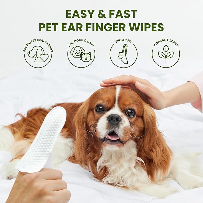Dog Ear Finger Wipes for Dogs & Cats, 150 Count-PurrikoPets