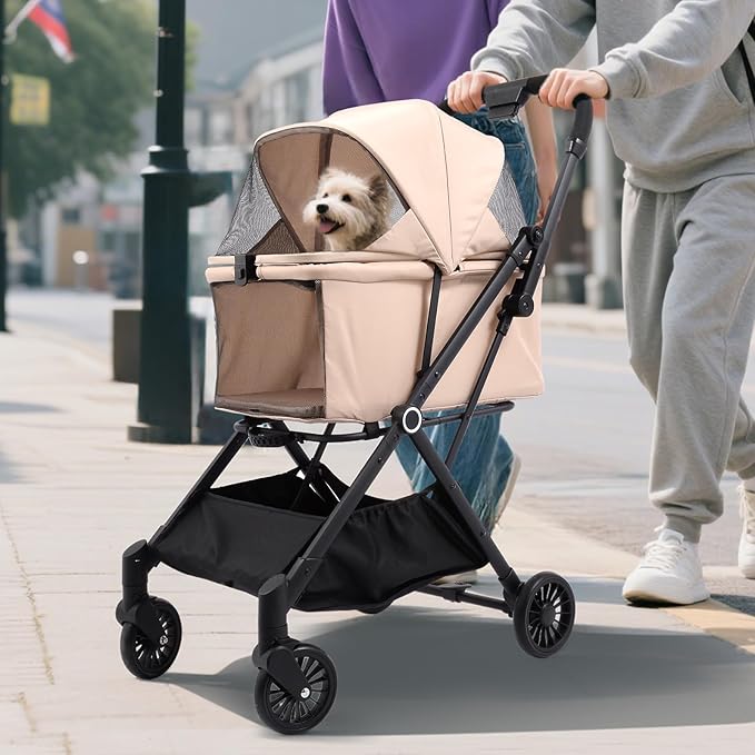 Foldable Dog Stroller - Lightweight Pet Stroller with One-Step Folding, No Assembly Required for Walking, Travel & Shopping, Perfect for Small Dogs, Senior Pets & Cats-PurrikoPets