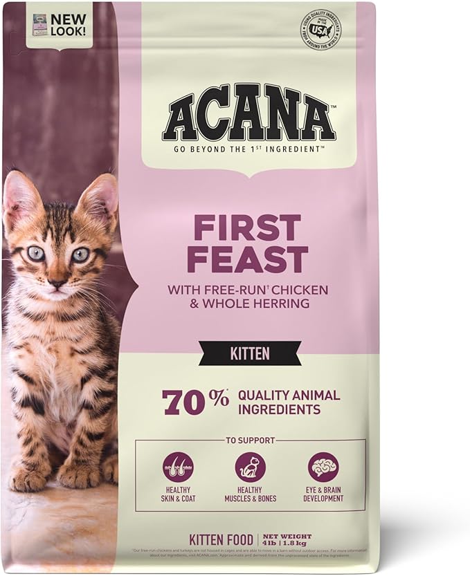 ACANA Dry Cat Food for Kittens, First Feast, Free Run Chicken and Whole Herring, 4lb-PurrikoPets