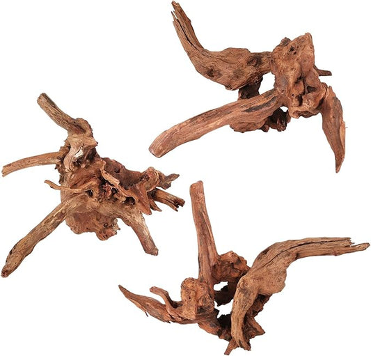 Driftwood for Aquarium Natural Aquarium Wood for Aquascaping Fish Tank Decorations Reptile Tank Decor (Natural Driftwood 6-10" (Pack of 3))-PurrikoPets