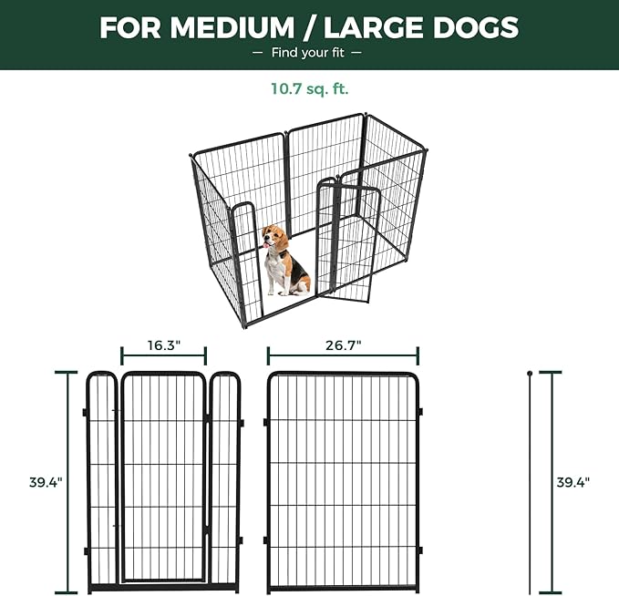FXW Homeplus Unleashed Indoor Dog Playpen - Stress-Free and Safe Play, Heavy Duty 40 Inch 6 Wire Panels Dog Pen for Medium and Large Dogs, Black│Patented-PurrikoPets