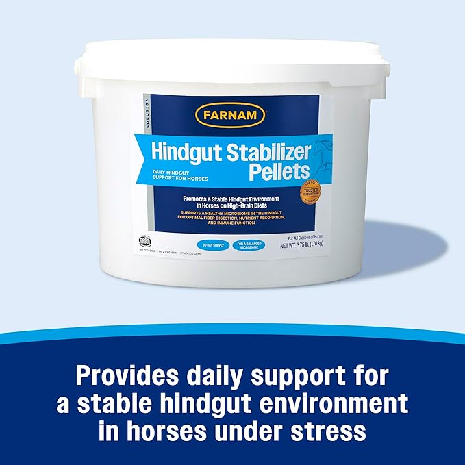 Farnam Hindgut Stabilizer Pellets, Daily Digestive & Immune Supplement for Horses Helps Maintain a Balanced Microbiome for Optimal Digestion-PurrikoPets