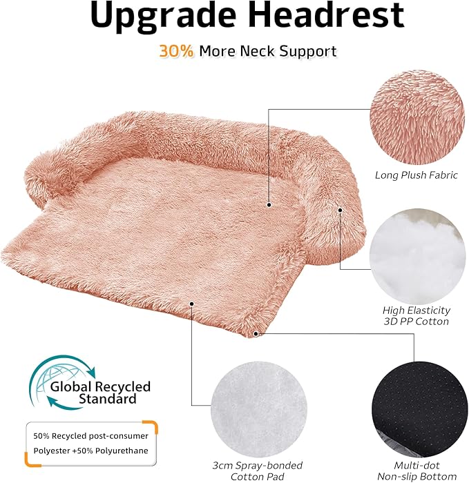 GGIB Calming Dog Bed Fluffy Plush Dog Mat for Furniture Protector with Removable Washable Cover for Large Medium Small Dogs and Cats (Large, Pink)-PurrikoPets