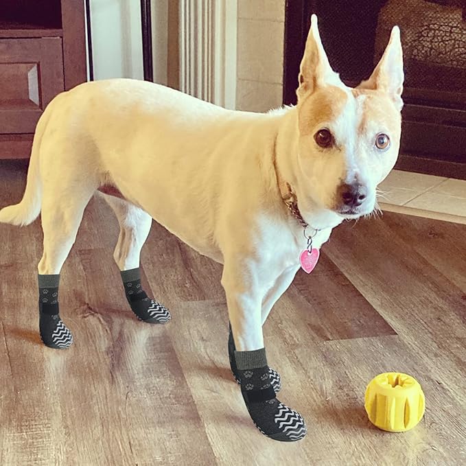EXPAWLORER Anti Slip Dog Socks to Prevent Licking Paws, Dog Shoes for Hot Pavement, Dog Booties for Small Medium Large Senior Dogs, Traction Control Dog Boots & Paw Protectors for Hardwood Floors-PurrikoPets