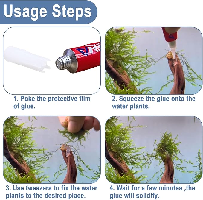 3 PCS Aquarium Glue, Aquarium Aquascape Aquatic Plants Coral Glue, Safety and Quick-Drying, Reef Glue Suitable for Aquatic Plants, Moss, Coral, Stones, Shells, Fresh Water and Salt Water All Can Be Us-PurrikoPets