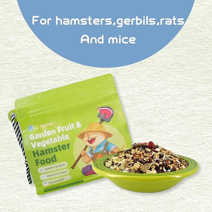 Garden Fruit & Vegetable Hamster Food Mix Natural Small Pet Food Made for Hamsters 1LB Critical Care Healthy Dwarf Hamsters Feed New Packaging-PurrikoPets
