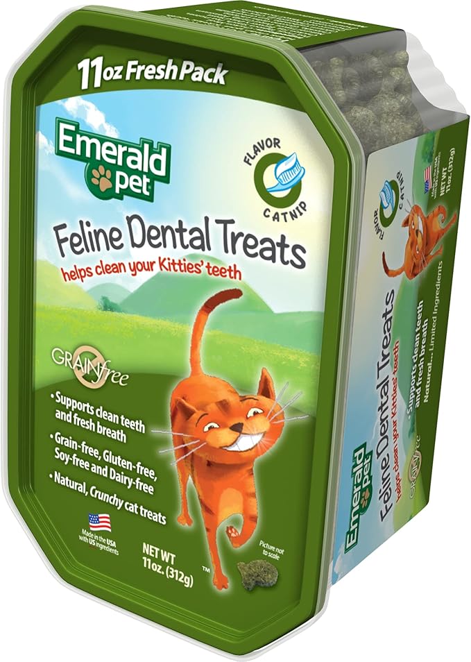 Feline Dental Treats — Tasty and Crunchy Cat Dental Treats Grain Free — Natural Dental Treats to Clean Cat Teeth, Freshen Cat Breath, and Reduce Plaque and Tartar Buildup — Catnip Treats, 11 oz-PurrikoPets