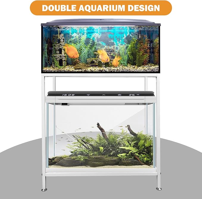 Fish Tank Stand: The Perfect 10 Gallon Metal Aquarium Stand Measuring 22.8" W x 10.6" D x 31.3" H to Fit Your Aquatic Display Needs. (10 Gallon-White)-PurrikoPets