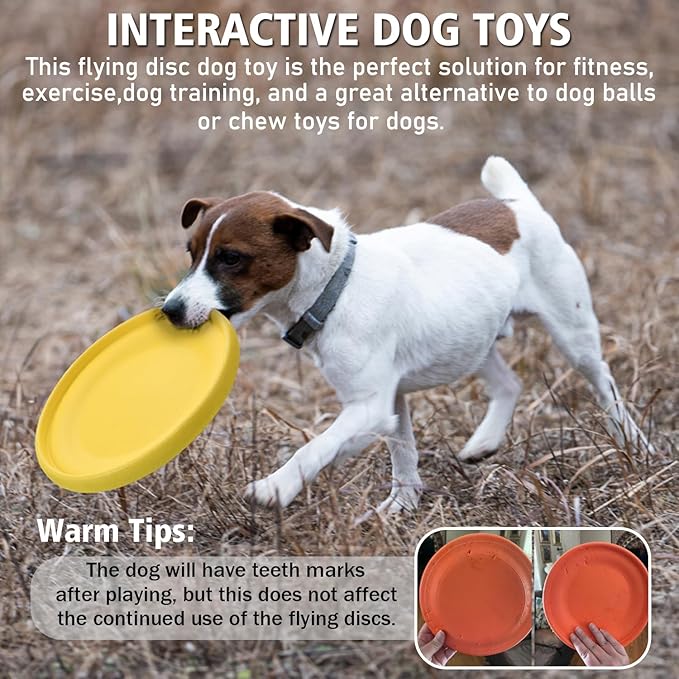 Dog Flying Disc - Durable Rubber Flying Disc Dog Toy - 9.25" Indestructible Rubber Dog Flying Discs Flyer Dog Toys - Puncture Resistant & Bite Resistant Extremely - for Medium Large Dogs-PurrikoPets