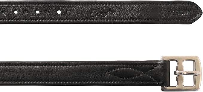 Exion FlexiStrong Stirrup Leathers for English Saddles – 1" Premium Calfskin with Nylon Core – Numbered Holes, Stainless Steel Buckles – Black/Brown – Horse Riding Gear (48"/120cm to 62"/155cm)-PurrikoPets