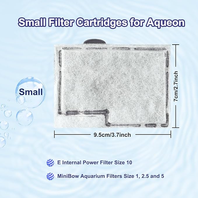 10 Pack Small Filter Cartridges for Aqueon,Small Fish Tank Replacement Filter for Aqueon QuietFlow E Internal Power Filter Size 10 and MiniBow Aquarium Filters Size 1, 2.5 and 5 Gallon-PurrikoPets