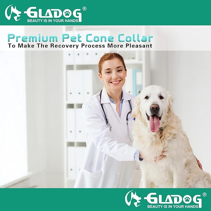 GLADOG Soft Dog Cone Collar, 3 PCS (XL is Only 1 PCS) Flexible Plastic Cone for Dogs After Surgery, Dog Recovery Collar, Adjustable E-Collar for Large/Medium/Small Dogs Cat, Comfy Elizabethan Collar-PurrikoPets