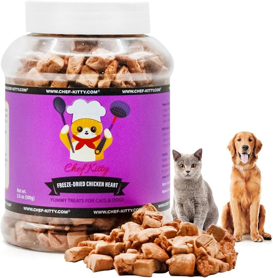 Freeze-Dried Chicken Heart Treats for Cats & Dogs – 100% Human Grade, Single Ingredient, High-Protein, Healthy Snack – No Additives or Preservatives – 2.6oz - Inspected & Tested in USA-PurrikoPets