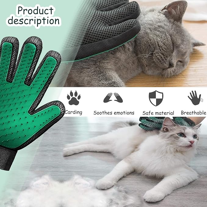 Gentle Deshedding Pet Grooming Mitt - Efficient Hair Remover Brush for Dogs, Cats, Horses with Long & Short Fur (1 Pair)-PurrikoPets