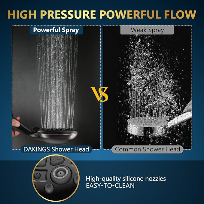 6 Spray Modes High Pressure Handheld Showerhead Set Upgraded 5 Inches Shower Head with Handheld Spray Oil Rubbed Bronze Handheld Shower Head 60 Inches Stainless Steel Hose-1-Min Install-PurrikoPets