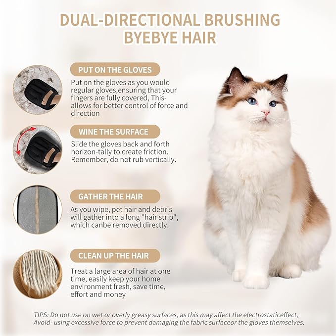 2𝑷𝒄𝒔 Pet Hair Removal Glove for Cats & Dogs, Newly Pro Five-Finger Electrostatic Pet Hair Remover Gloves, Reusable & Washable Magic Brush Pet Hair Removal Tool for Couch, Clothing, Carpet, Car Seat-PurrikoPets