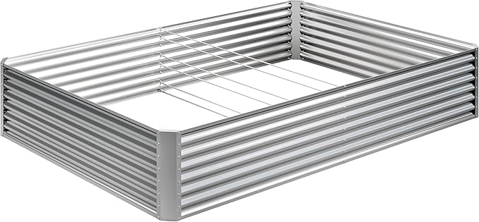 EKX 8x4x2FT Galvanized Raised Garden Bed, Raised Garden Bed Kit-Metal Planter Box Outdoor,Planting for Vegetables, Fruits,Herbs, Flowers-Slive-PurrikoPets