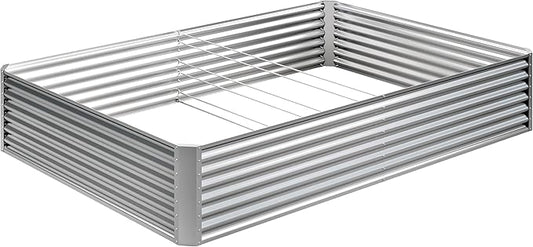 EKX 8x4x2FT Galvanized Raised Garden Bed, Raised Garden Bed Kit-Metal Planter Box Outdoor,Planting for Vegetables, Fruits,Herbs, Flowers-Slive-PurrikoPets