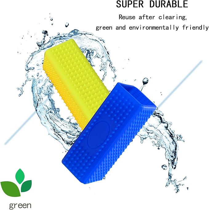 2pcs Pet Dog Cat Hair Remover, Pet Hair Removal Tool, Hollow Cleaner Brush for car，Interior, Furniture, Sofa (blue and yellow)-PurrikoPets