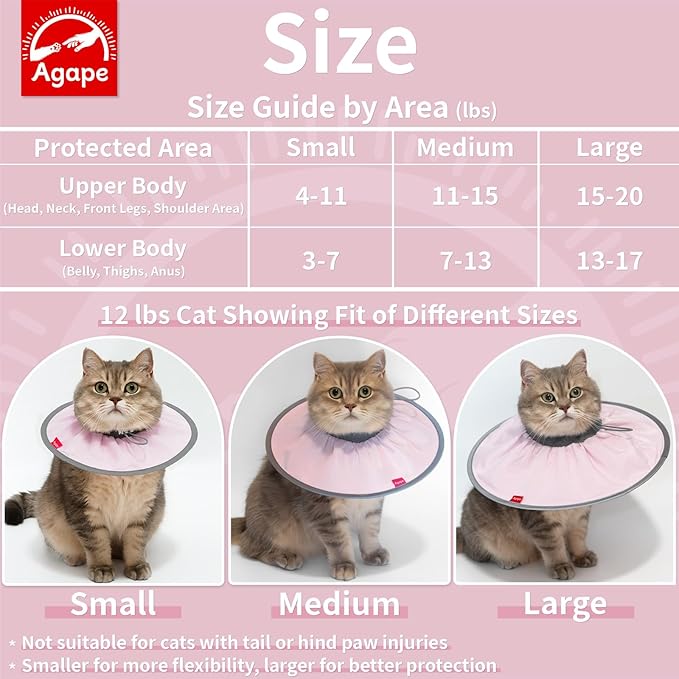 Agape Soft Cat Cone, Comfy Collar to Stop Licking & Scratching, Lightweight Recovery Collar for Cats After Surgery, Adjustable Elizabethan Collar for Neuter Recovery, Waterproof Neck Cones for Cats-PurrikoPets