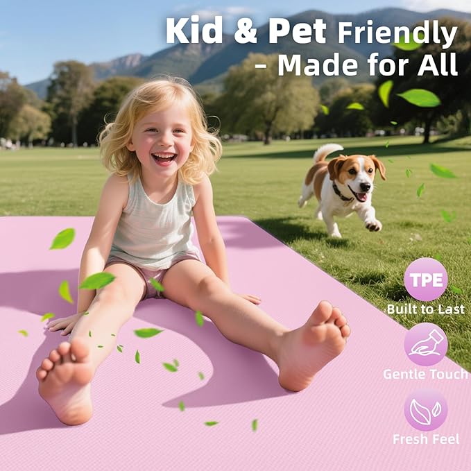 Extra Large Yoga Mat - 72"x35", 72"x48", 78"x57" - Wide TPE Exercise Mat for Home, Stretching, Couples & Family Workouts - 6-12mm Thick, Non-Slip & Waterproof - with Carry Bag and Straps-PurrikoPets