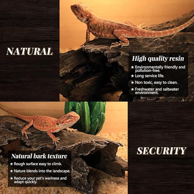 Fish Tank Decorations - Large Aquarium Decorations Air Bubbler Tree Fish House for Betta Hideout Caves Buddha Decor Temple Ruins Arched Betta Fish Accessories Reptile House Shelter Decor (Wood A-M)-PurrikoPets