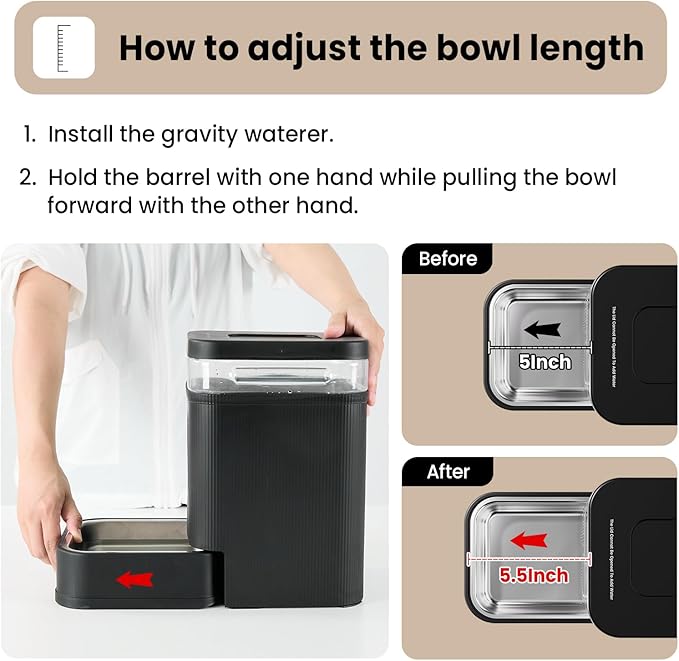 Gardner Pet Automatic Dog Water Dispenser Gravity Waterer with Stainless Steel Bowl Water Dispenser 8.5L Large Capacity Water Feeder for Dogs Cats Pets, BPA-Free Noise-Free (Black, 8.5L)-PurrikoPets
