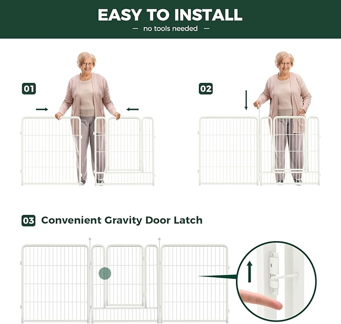 FXW Rollick Unleashed Dog Playpen for Indoor, Yard, RV Camping, 32 inch 16 Panels for Medium and Large Dogs, White│Patented-PurrikoPets