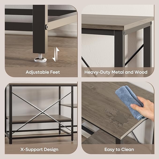 55 Gallon Fish Tank Stand with Charging Station, 49.2x13.8 Metal Aquarium Stand with 3-Tiers Adjustable Storage Shelves, 6-Legs Reptile Terrarium Stand, 700 LBs-PurrikoPets